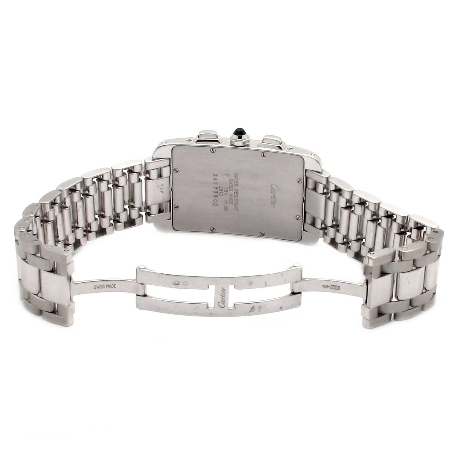 Women's or Men's Cartier White Gold Tank Americaine Chronoflex Wristwatch Ref W26033L1 For Sale