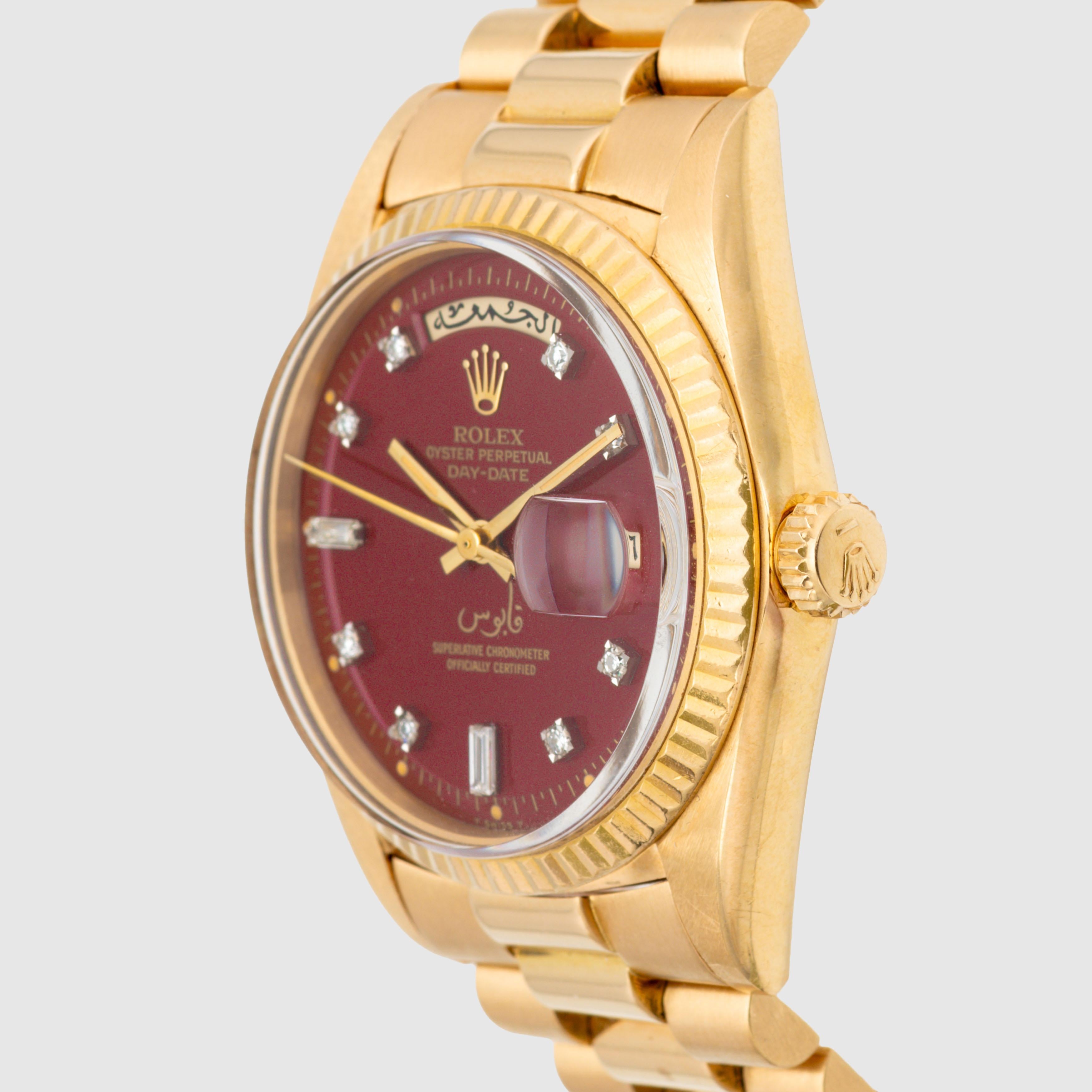 1972 Rolex Day Date Oxblood Stella 'Qaboos' Ref. 1803 im Angebot 1