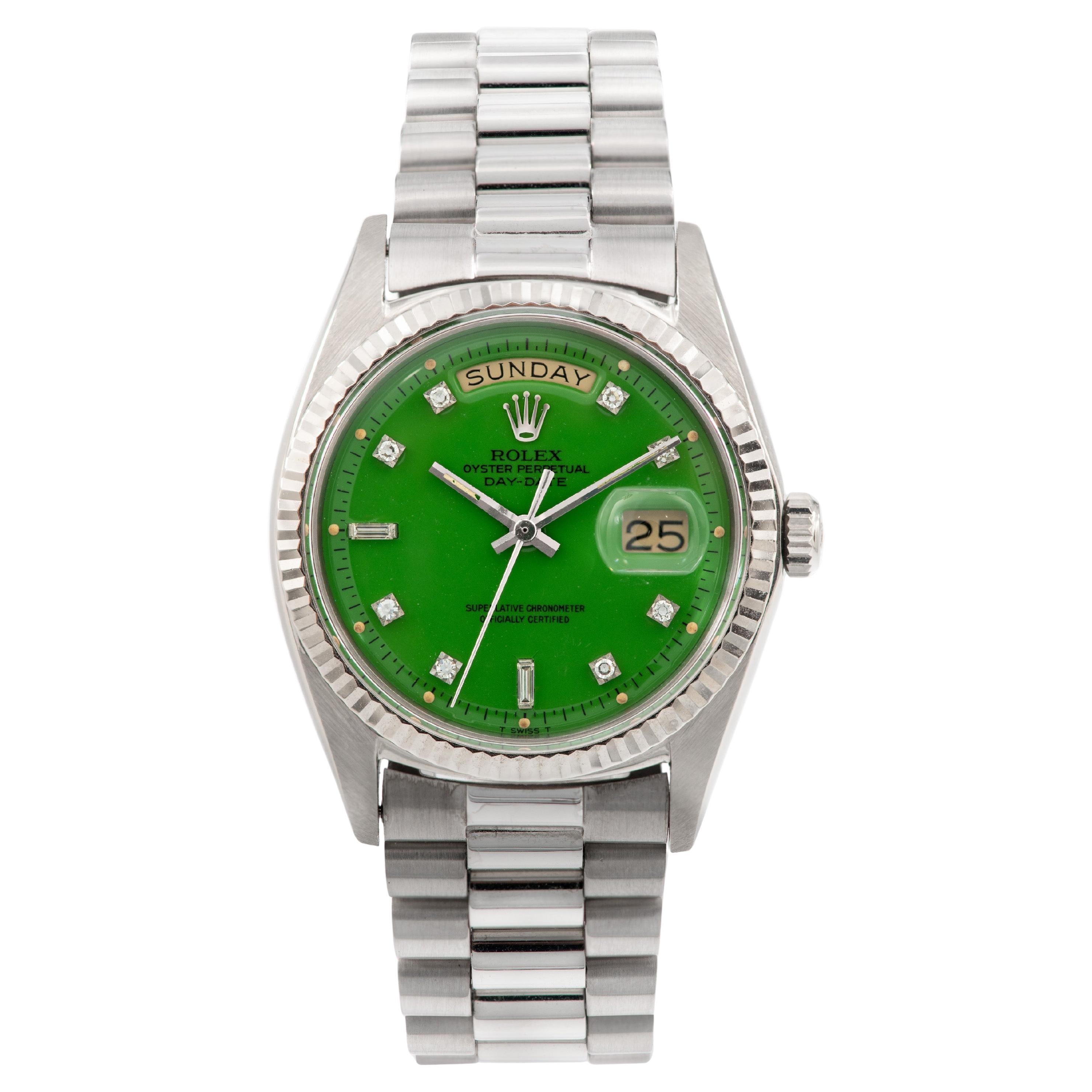 1971 Rolex Day Date WG Green Stella Diamond Dial Ref. 1803