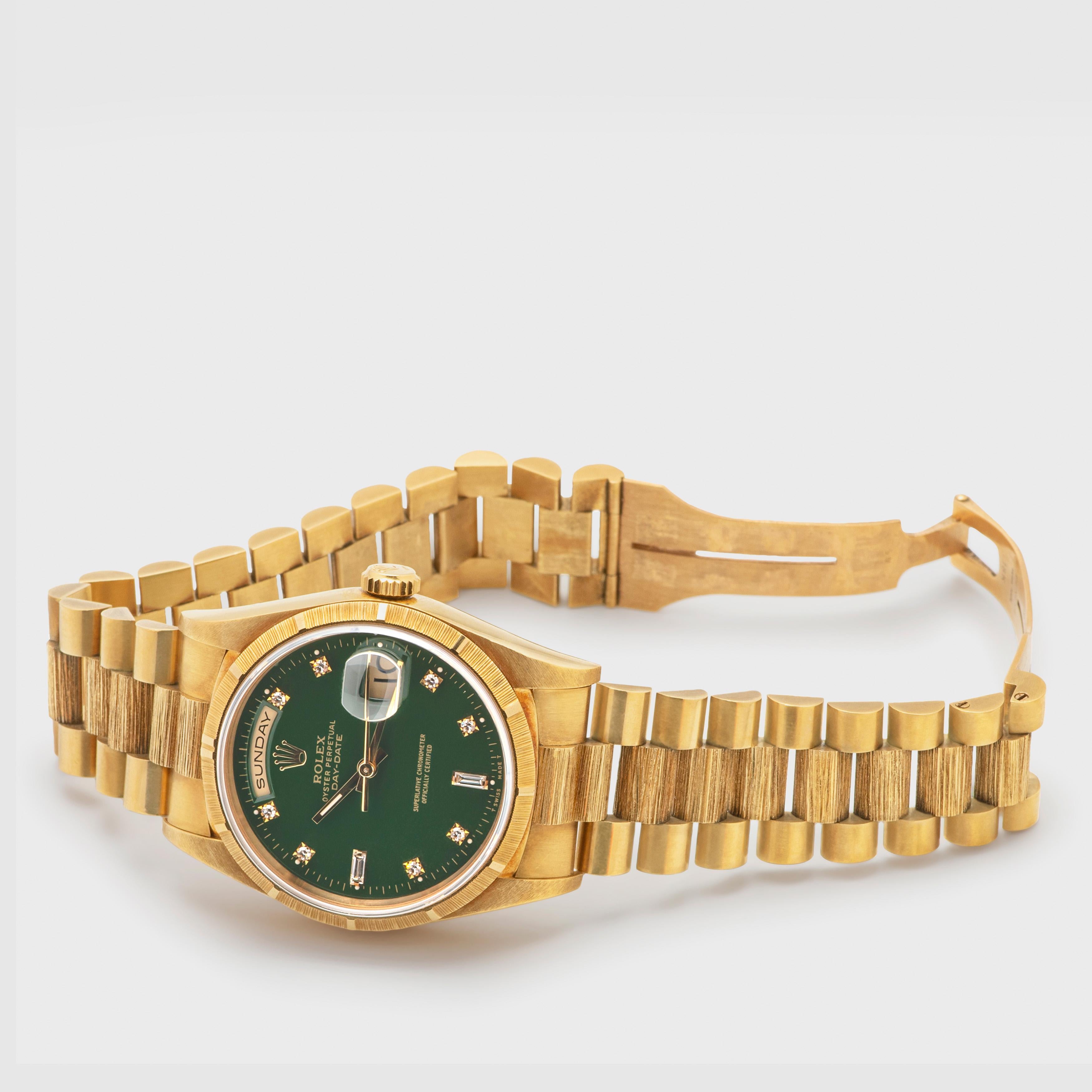 1994 Rolex Day Date British Racing Green Stella Diamond Dial Ref. 18248 im Angebot 3