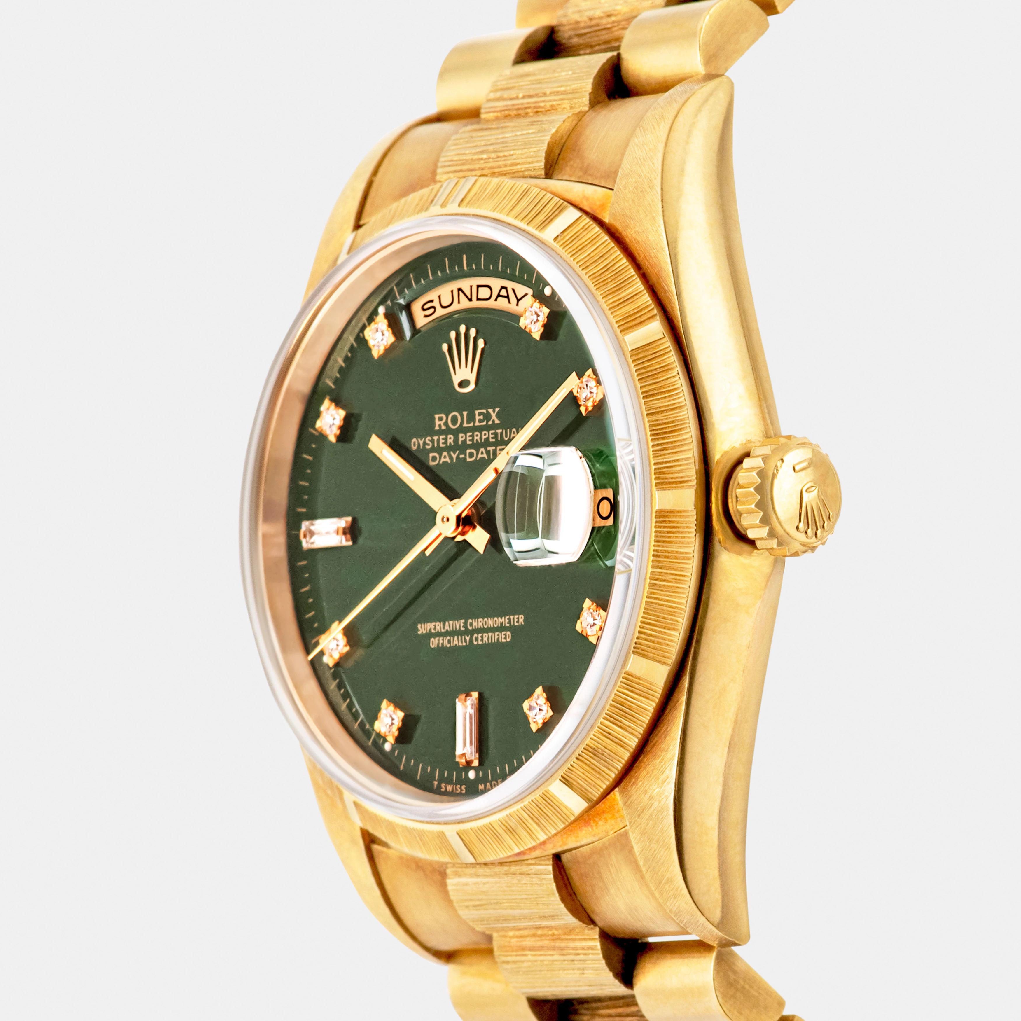 1994 Rolex Day Date British Racing Green Stella Diamond Dial Ref. 18248 im Angebot 1