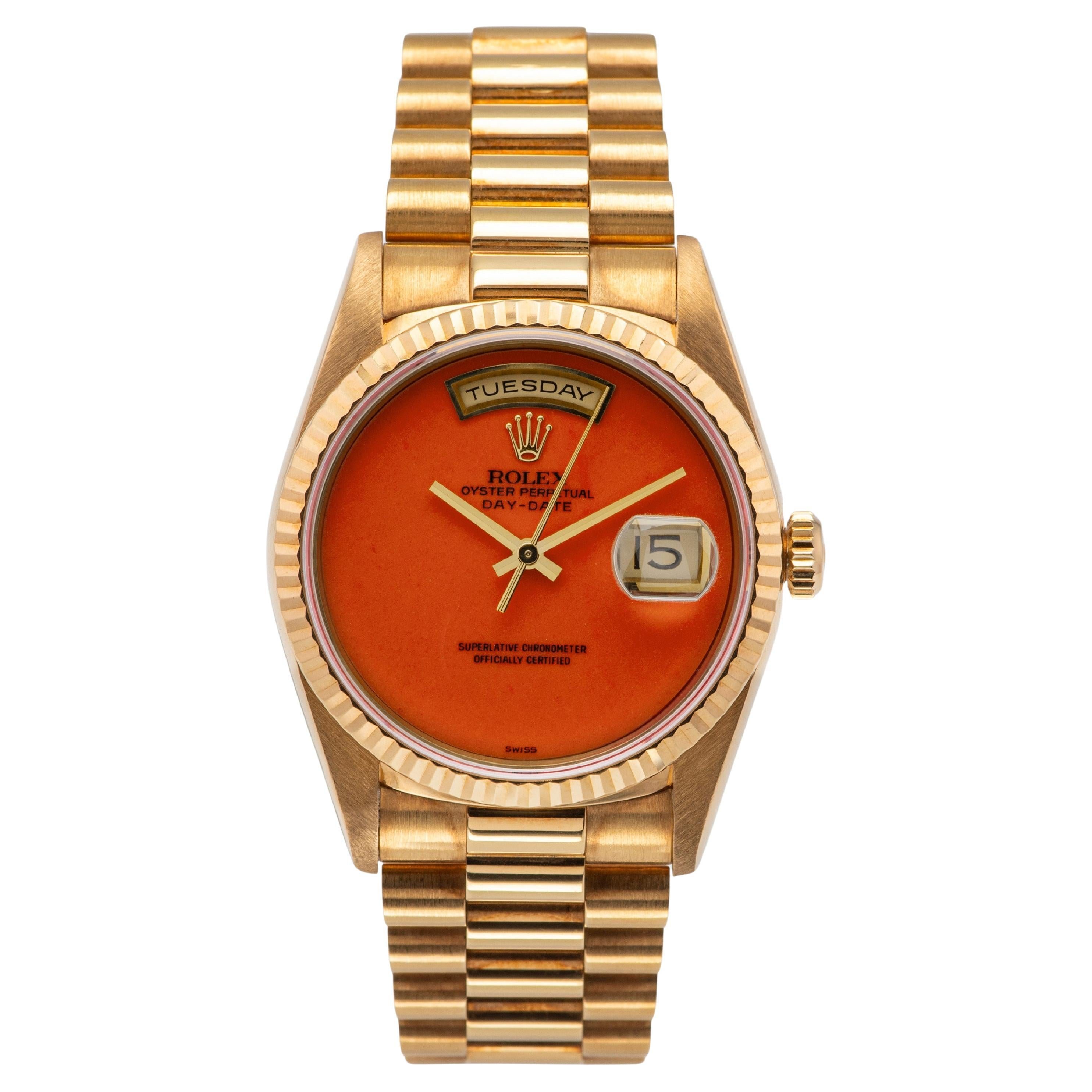 1990 Rolex Tag Datum Koralle Ref. 18238 (Vollständiger Satz) im Angebot