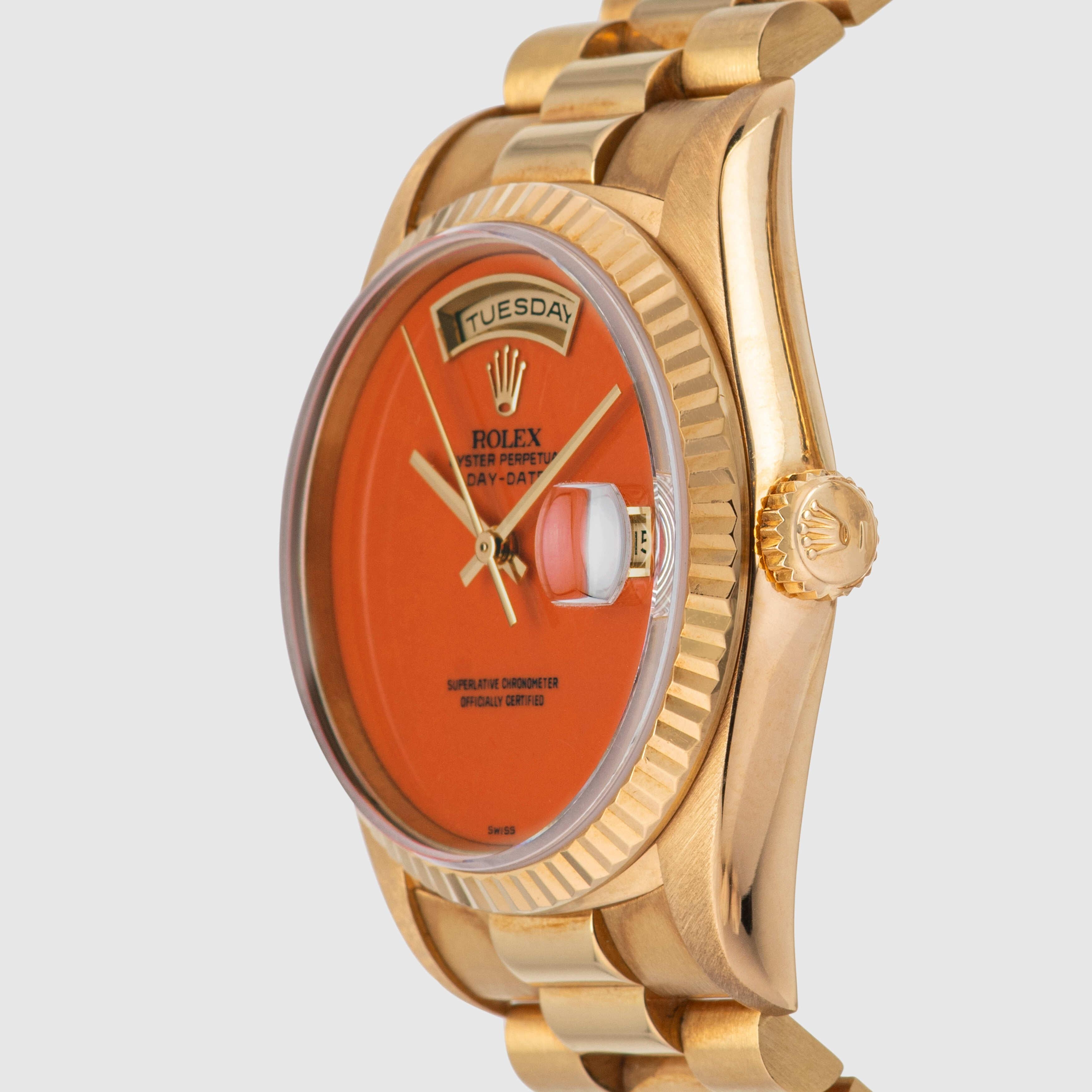 1990 Rolex Tag Datum Koralle Ref. 18238 (Vollständiger Satz) im Angebot 1