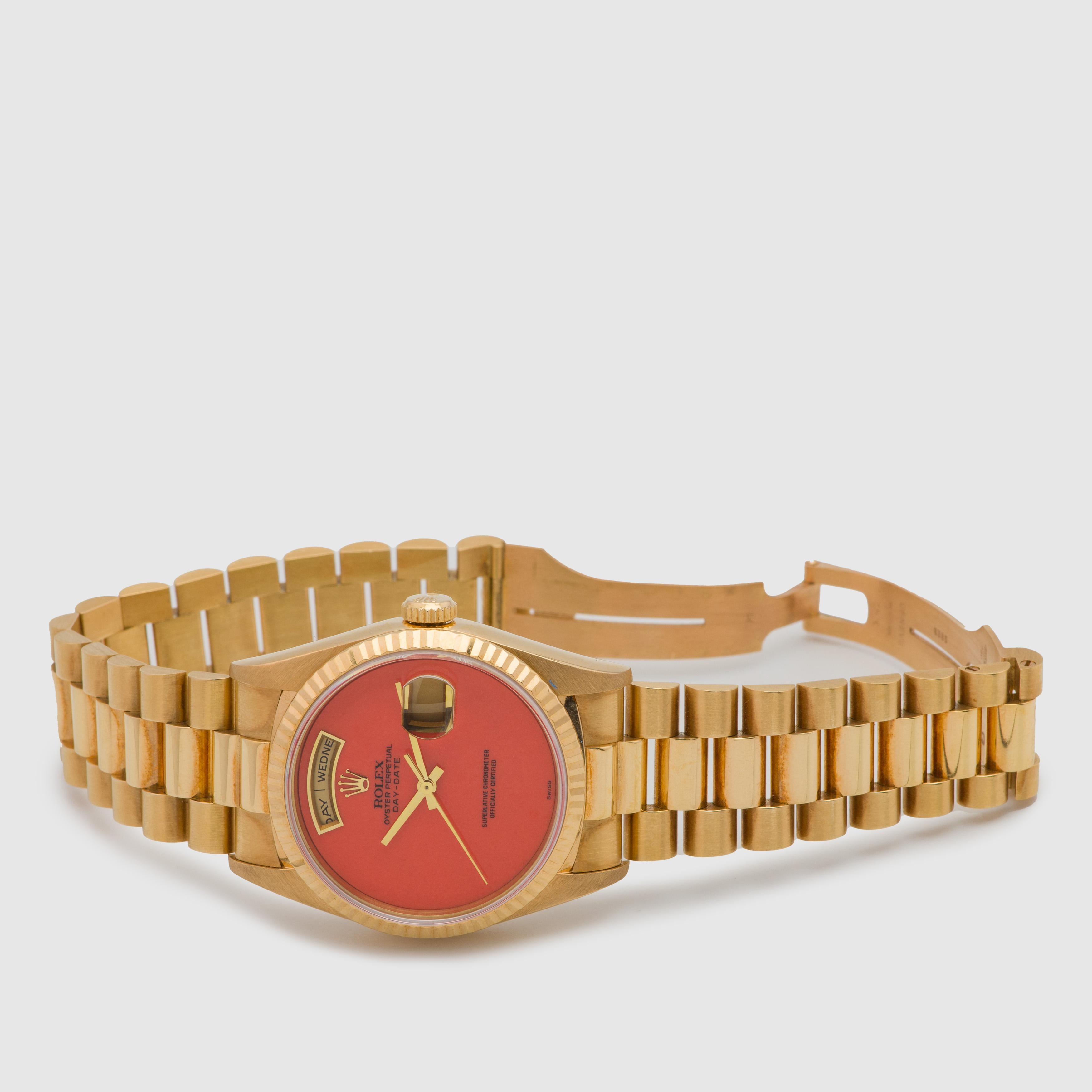 1990 Rolex Tag Datum Koralle Ref. 18238 (Vollständiger Satz) im Angebot 4