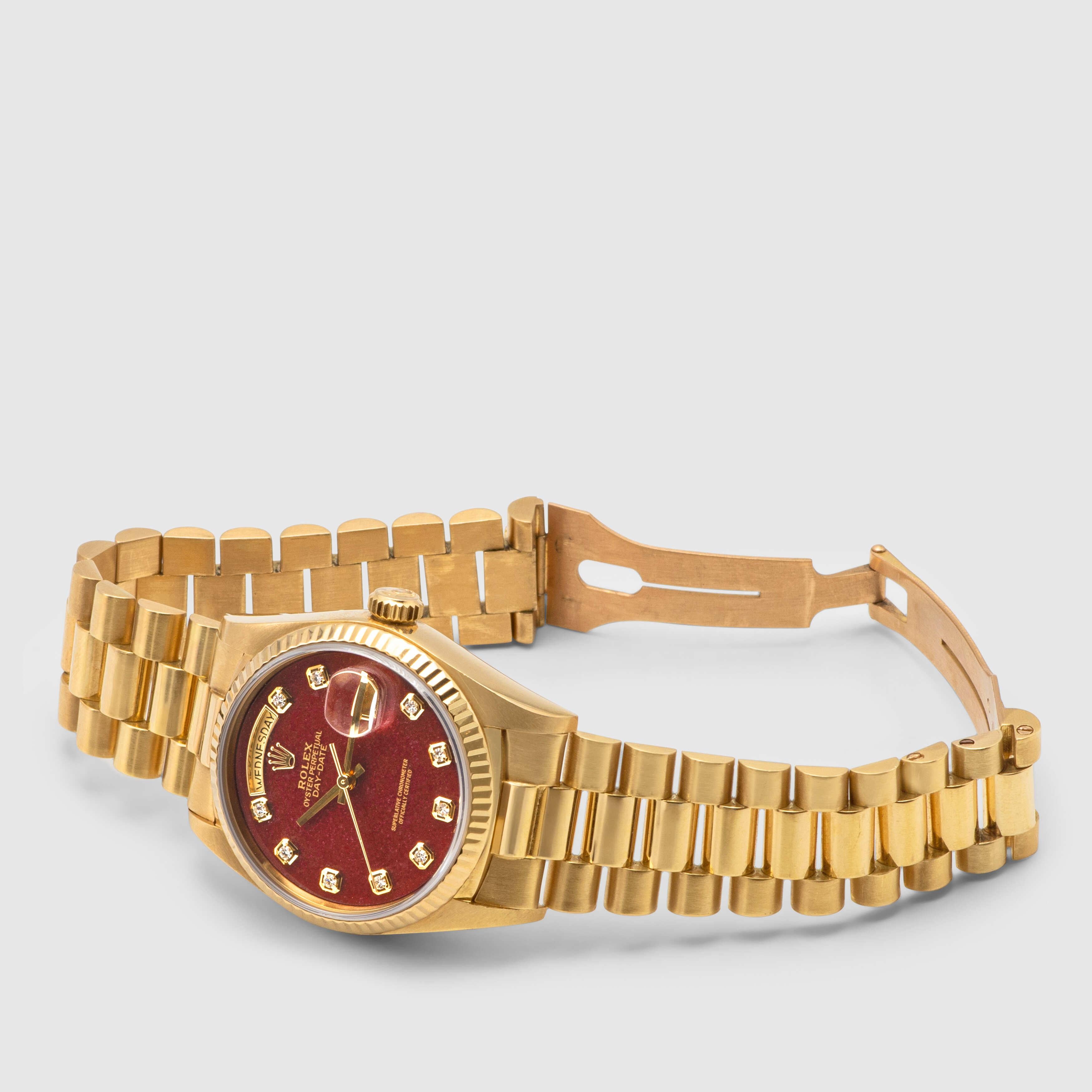 1988 Rolex Day Date Rubellite Diamond Dial Ref. 18038 im Angebot 2