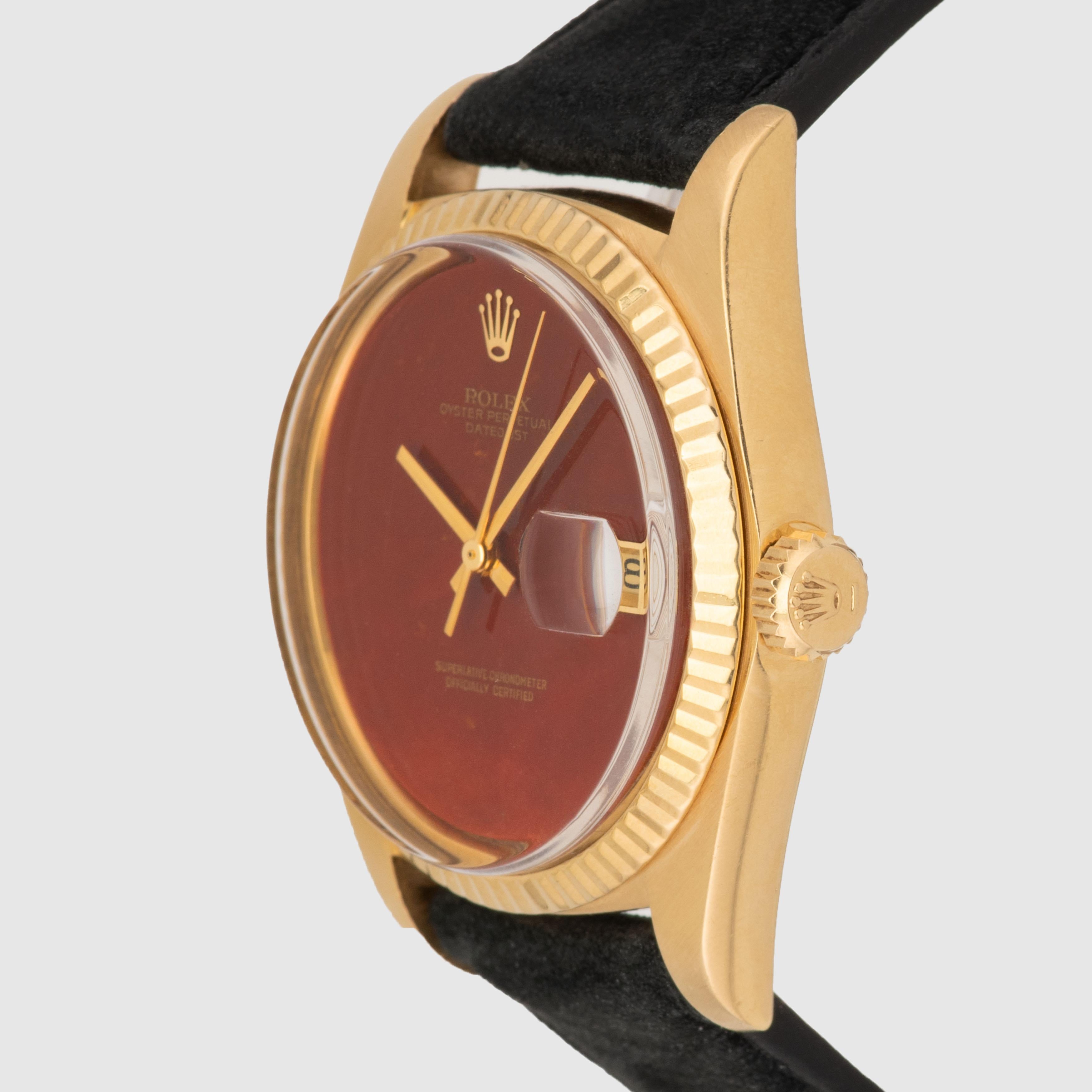 1976 Rolex Datejust 18K Rot Jaspis Ref. 1601 für Damen oder Herren im Angebot