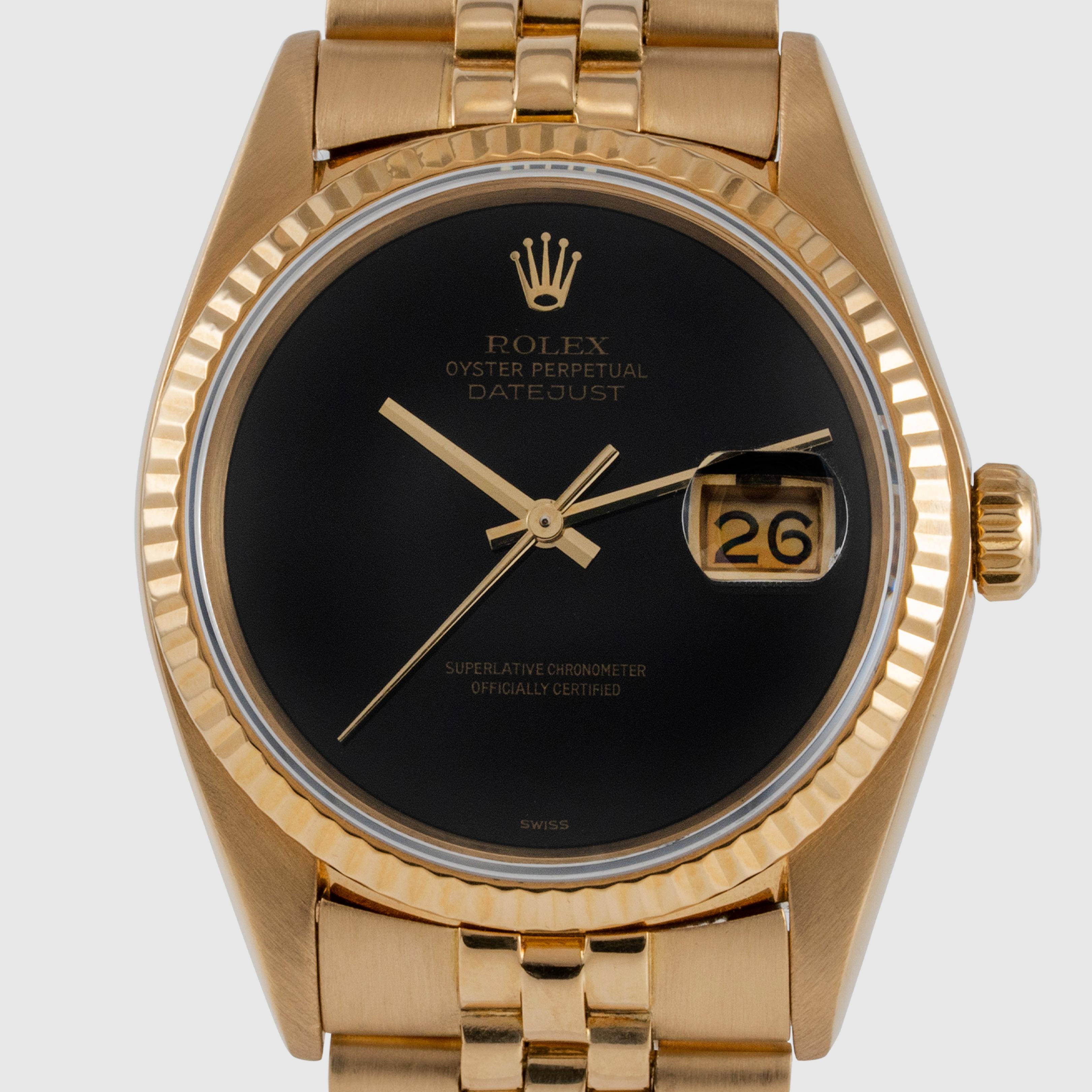 1980 Rolex Datejust Onyx Zifferblatt Ref. 16018 (Rundschliff) im Angebot
