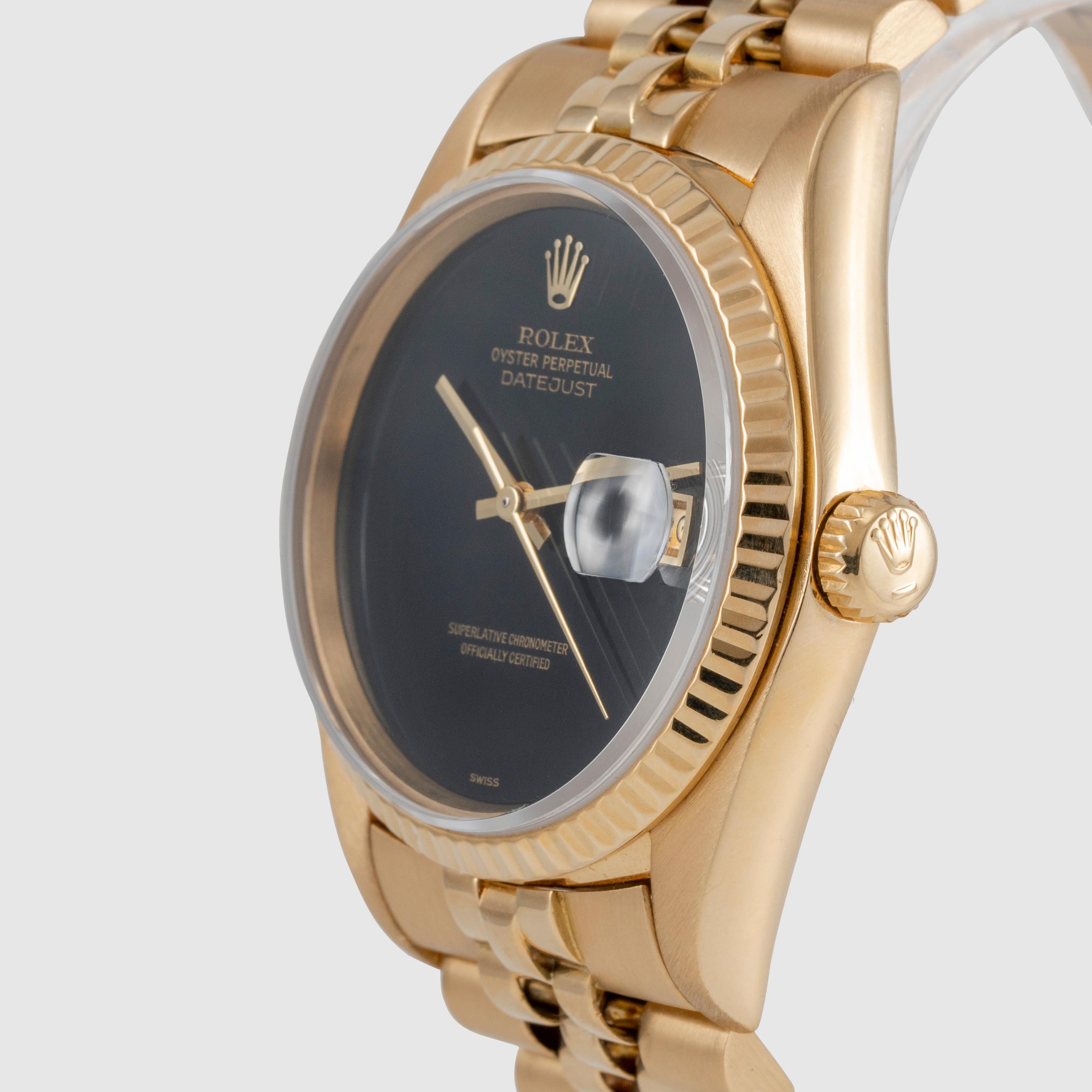 1980 Rolex Datejust Onyx Zifferblatt Ref. 16018 für Damen oder Herren im Angebot