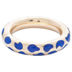 Tiffany & Co. Lapis Lazuli Inlaid Yellow Gold Bangle Bracelet