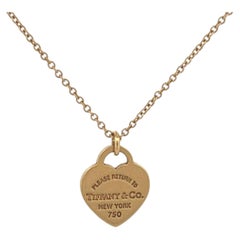 18K Yellow Gold Tiffany & Co Heart Tag Necklace Classic