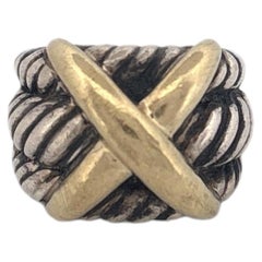 Large Sterling Silver and 18k Gold X David Yurman Ring
