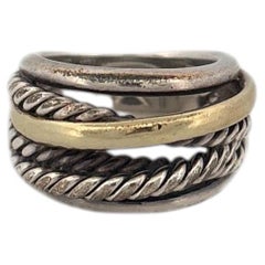 18K Yellow Gold and Sterling Silver David Yurman Crossover Ring