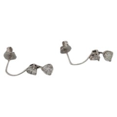 14K White Gold Double Diamond Suspended Earrings with backs