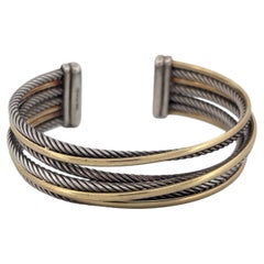 Authentic David Yurman 18k Gold & Sterling Silver Crossover Cable Cuff