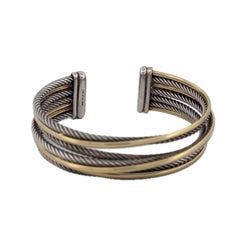Authentic David Yurman 18k Gold & Sterling Silver Crossover Cable Cuff