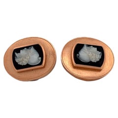 Antique Gold Cameo Earrings Screw Back Fittings From 1800s