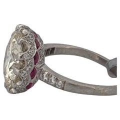 GIA Platinum Diamond 4.80CT Round Diamond with Hidden Cabochon Ruby Halo