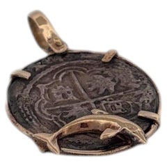 14K Yellow Gold Dolphin Medallion Pendant with Bail