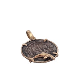 14K Yellow Gold Dolphin Medallion Pendant with Bail