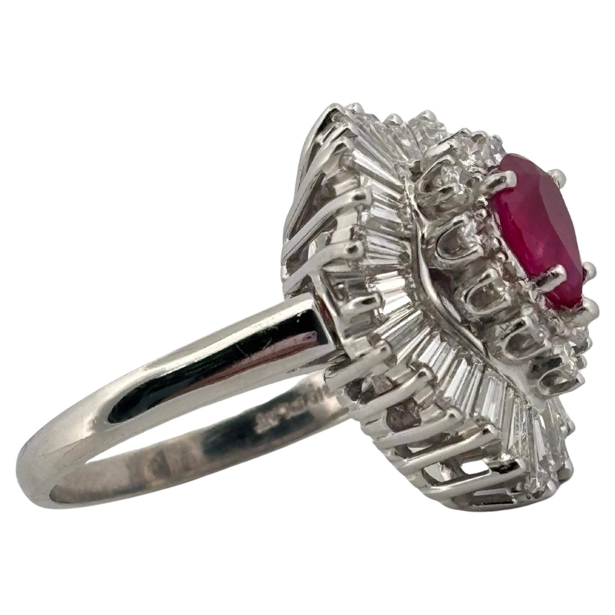 Platinum 0.75 Carat Ruby 3.00ctw H-I SI1-SI2 Diamond Ring Pendant Combo For Sale 1
