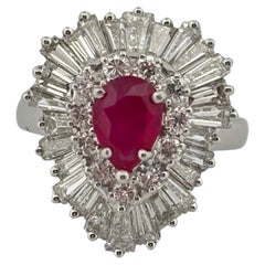 Platinum 0.75 Carat Ruby 3.00ctw H-I SI1-SI2 Diamond Ring Pendant Combo