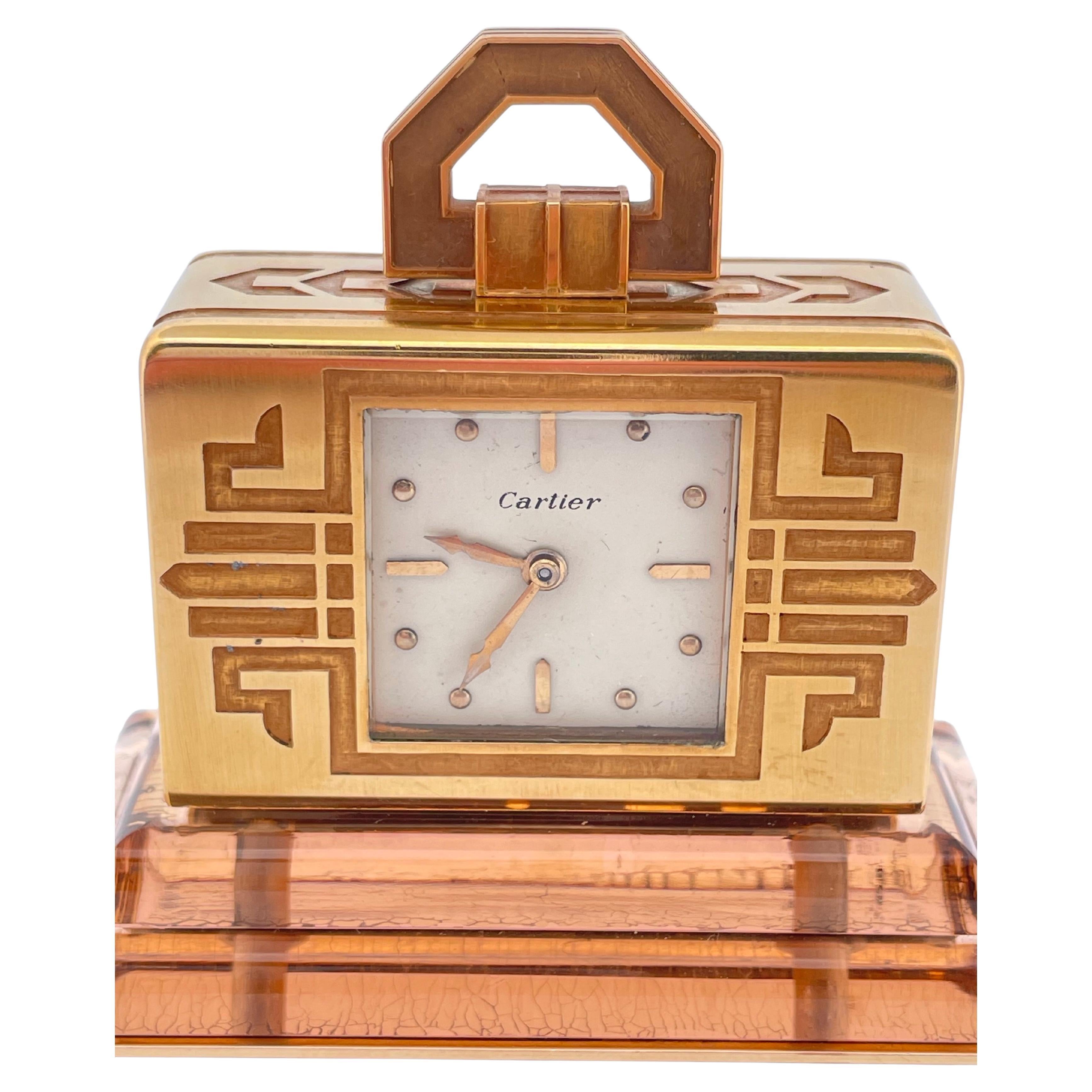 Vintage Cartier Table clock Done In 18K Yellow Gold For Sale 5