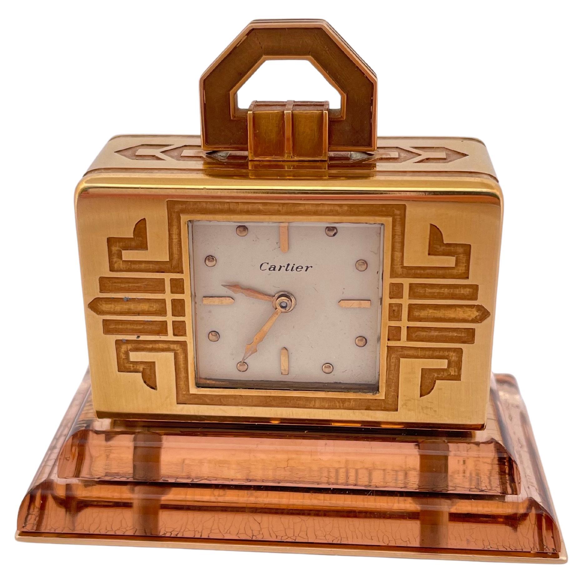 Vintage 18k Yellow Gold Cartier Table clock