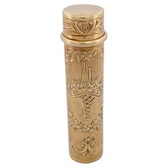 14k Yellow Gold Antique Lipstick Holder