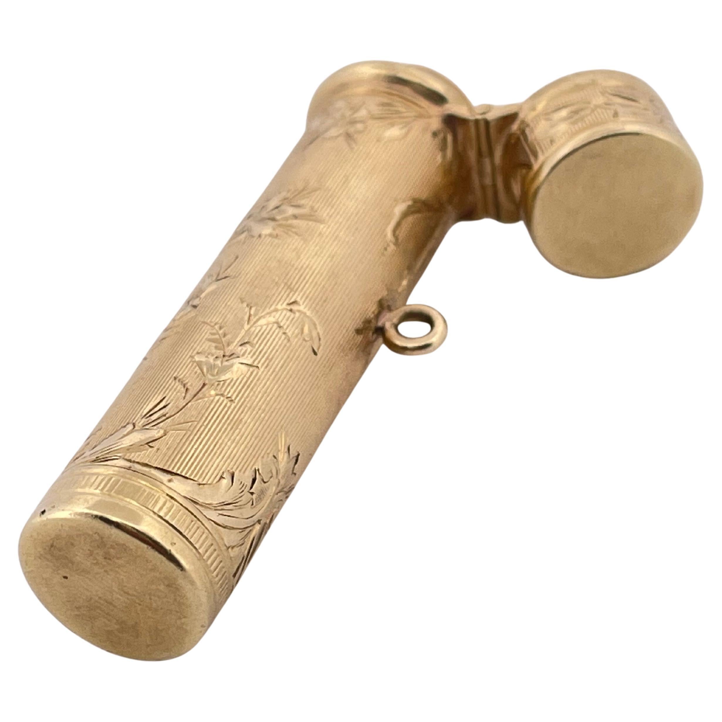 14k Yellow Gold Antique Lipstick Holder For Sale 3