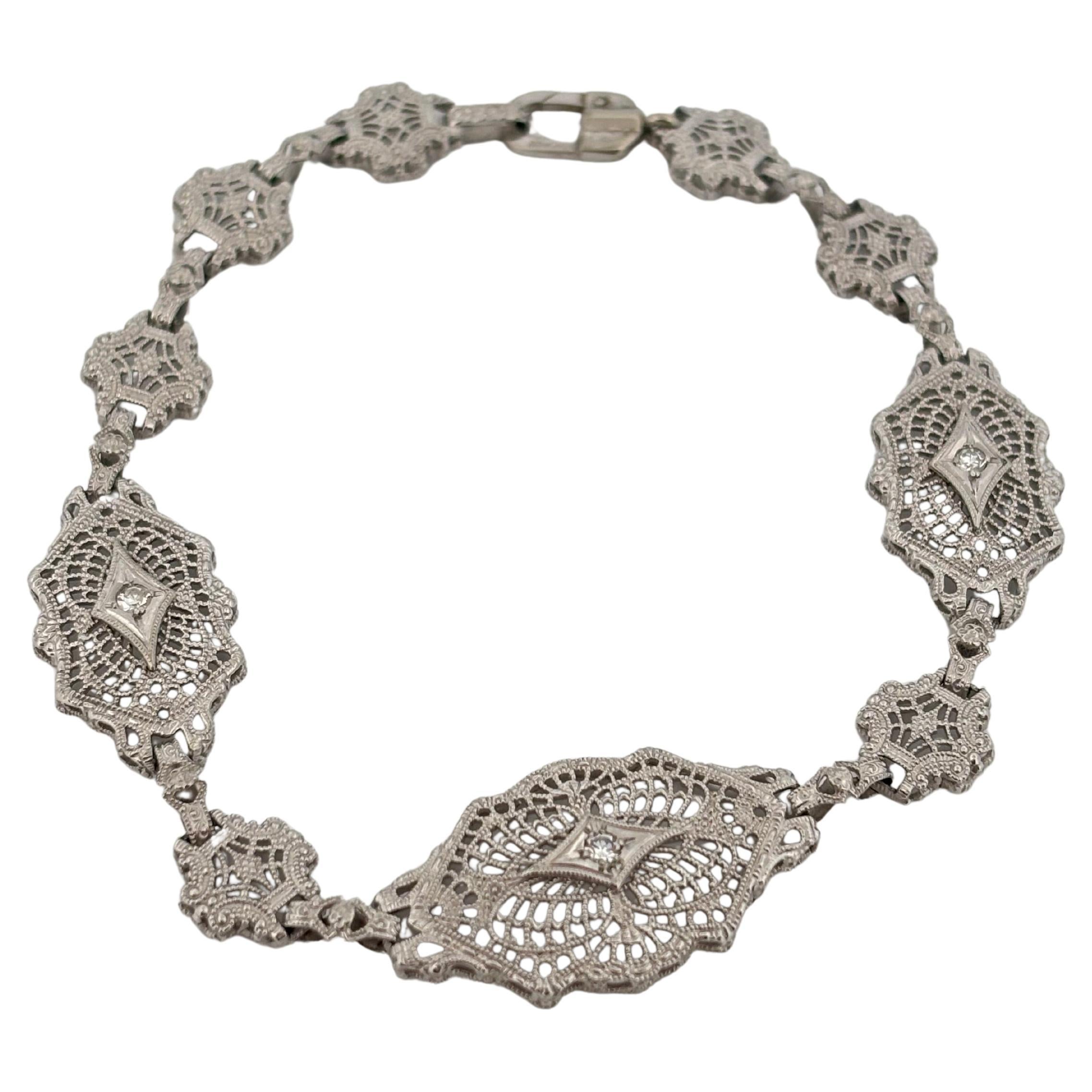 Bracelet ESEMCO en or blanc 10K avec filigrane de diamants de 0,15 carat