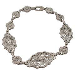 Bracelet ESEMCO en or blanc 10K avec filigrane de diamants de 0,15 carat