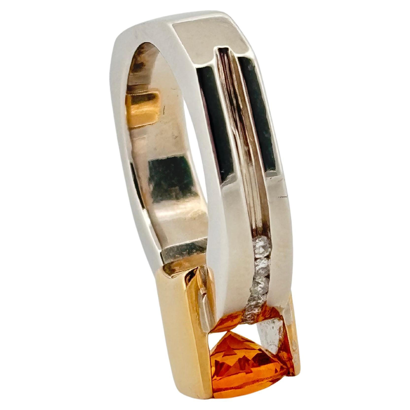 18K White & Yellow Gold 1.10ctw Citrine 0.30ctw Diamond Ring For Sale 3