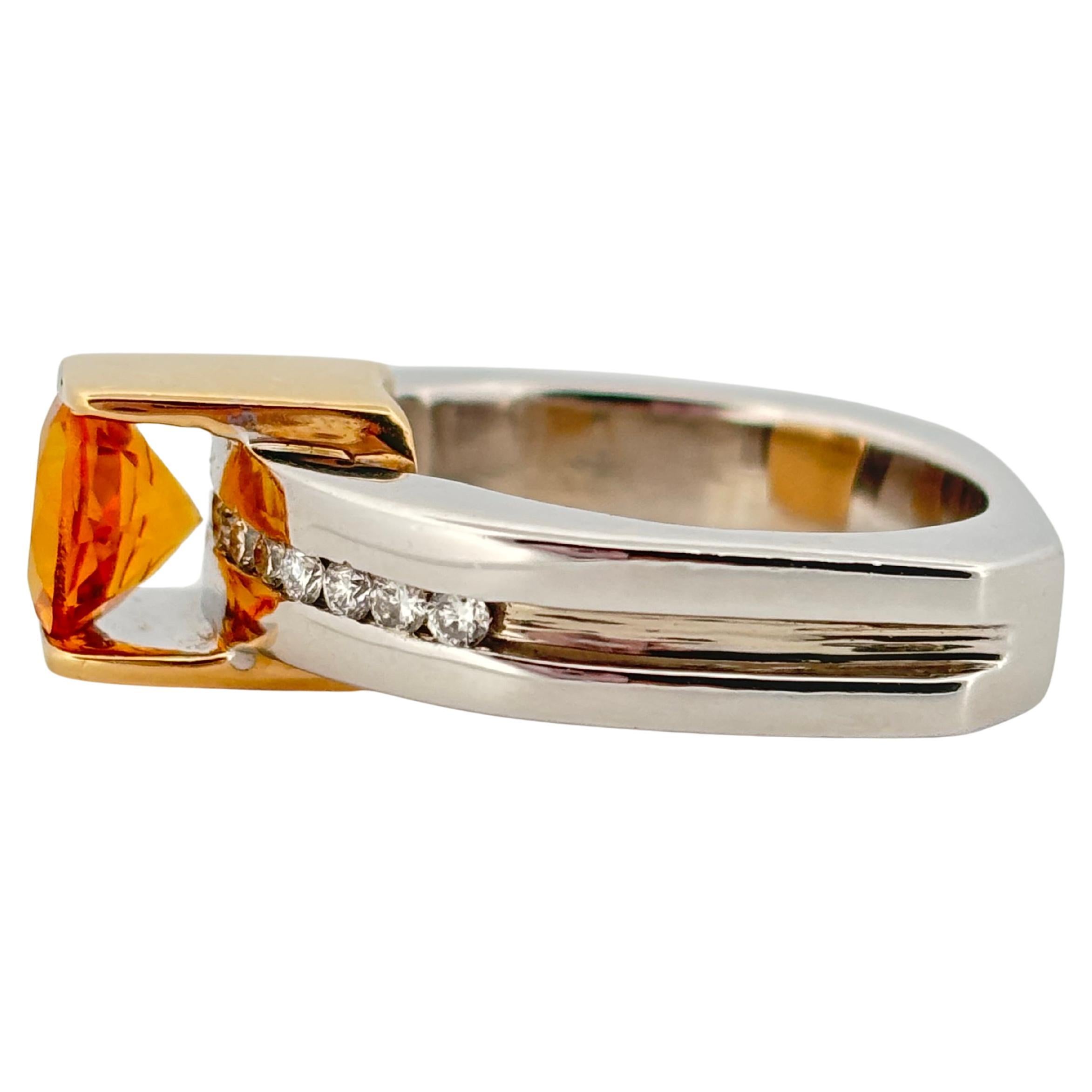 18K White & Yellow Gold 1.10ctw Citrine 0.30ctw Diamond Ring For Sale 1