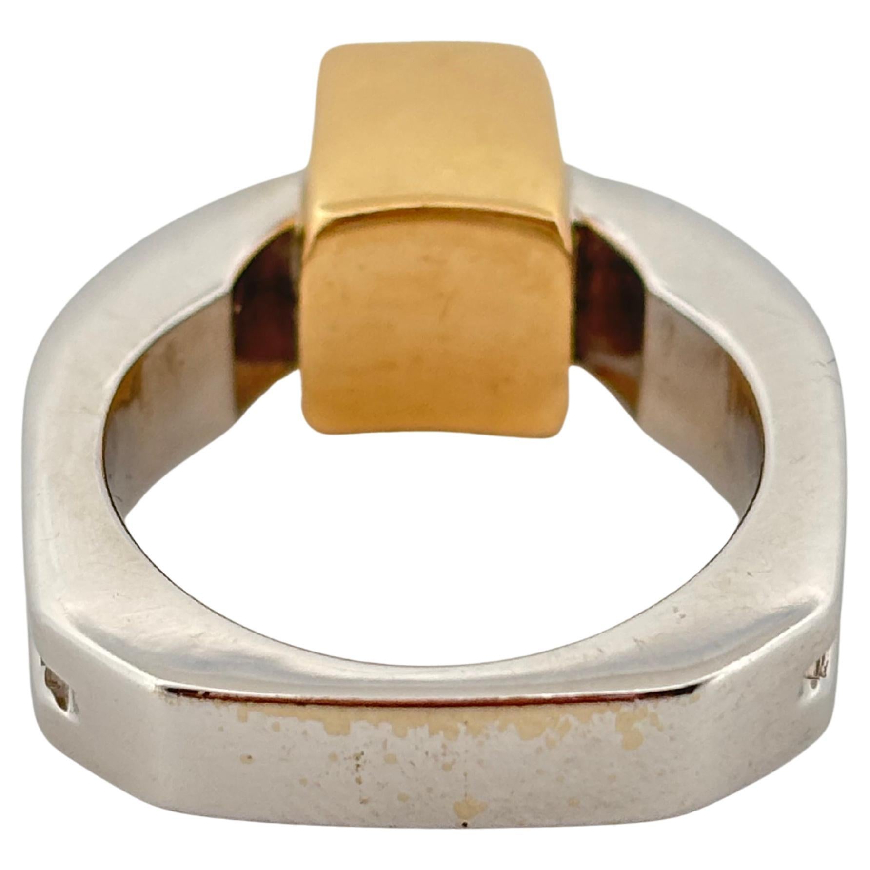 Women's or Men's 18K White & Yellow Gold 1.10ctw Citrine 0.30ctw Diamond Ring For Sale