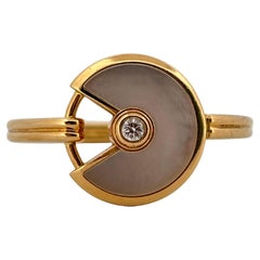 Amulette De Cartier Ring Perlmutt Diamant 18k Gelbgold Größe 54