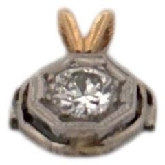 14K Two Tone Diamond Pendant 0.25ct Octagon Vintage