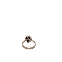 14K White Gold Vintage Mid-Century Diamond Starburst Cluster Ring