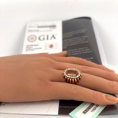 GIA 18K Yellow Gold & Platinum Imperial Topaz and Diamond Ring