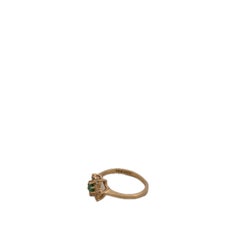 14K Yellow Gold Emerald and Diamond Flower Cluster Ring
