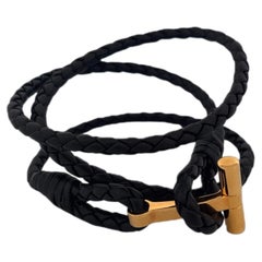 Tom Ford Men's Scoubidou Braided Leather Bracelet T Bar