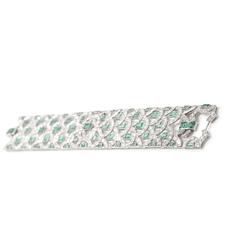 1930er Jahre Smaragd-Diamant-Platin-Armband mit Schnörkelmotiv