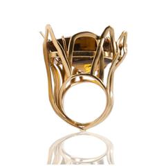 61.53 Carat Citrine Satin Finish Gold Ring