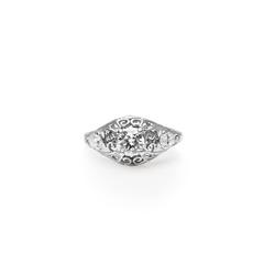 1930s Round and Pear Shaped Diamond Platinum Engagement Ring