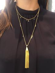 18 Karat Yellow Gold and Diamond Tassel Necklace