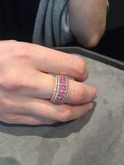 Rose Gold, Pink Sapphire and Diamond Half Eternity Ring