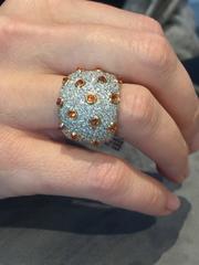 Orange Sapphire and Diamond Ring