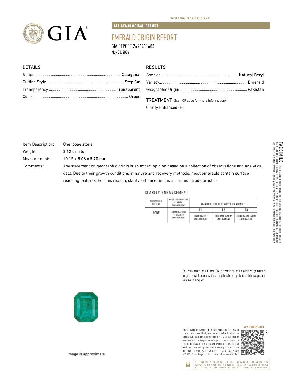 3.12 Karat GIA-zertifizierter grüner Swat-Smaragd - Natürlicher Smaragd - loser Edelstein (Zeitgenössisch) im Angebot