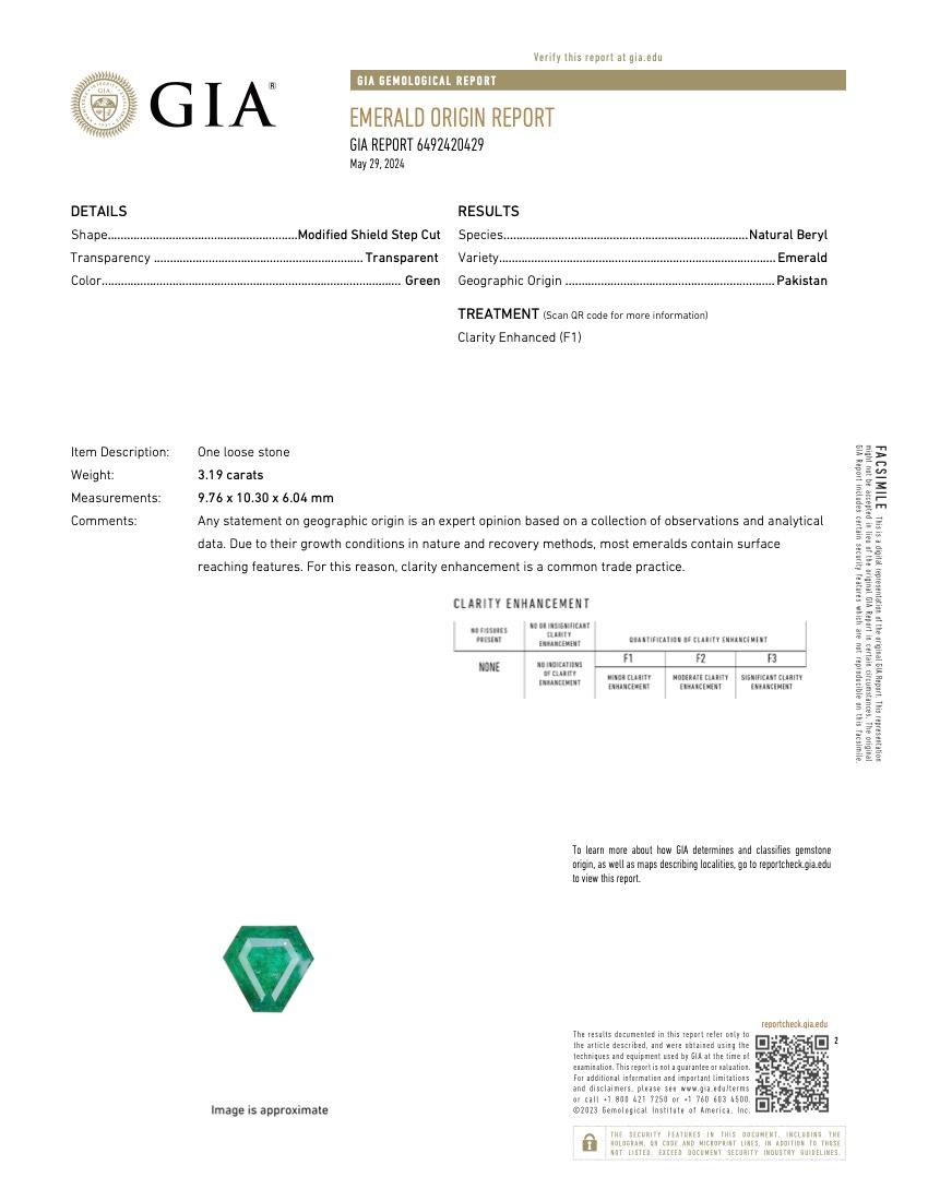 3.19 Karat GIA-zertifizierter grüner Swat-Smaragd - Natürlicher Smaragd - loser Edelstein (Zeitgenössisch) im Angebot