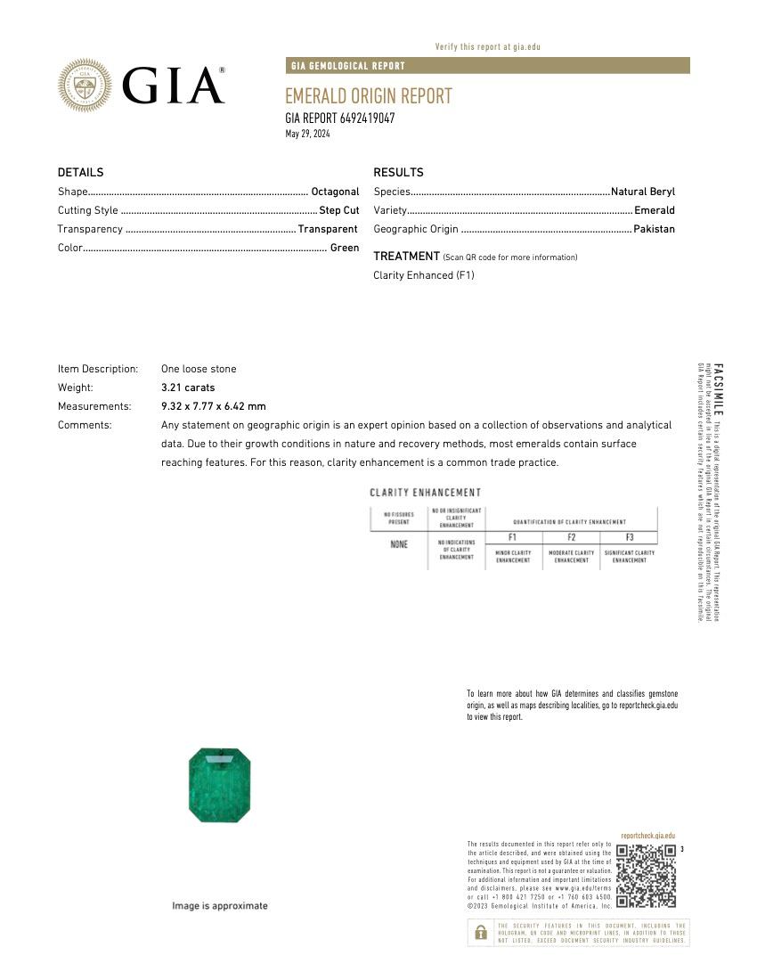 3.21 Karat GIA-zertifizierter grüner Swat-Smaragd - Natürlicher Smaragd - loser Edelstein (Zeitgenössisch) im Angebot