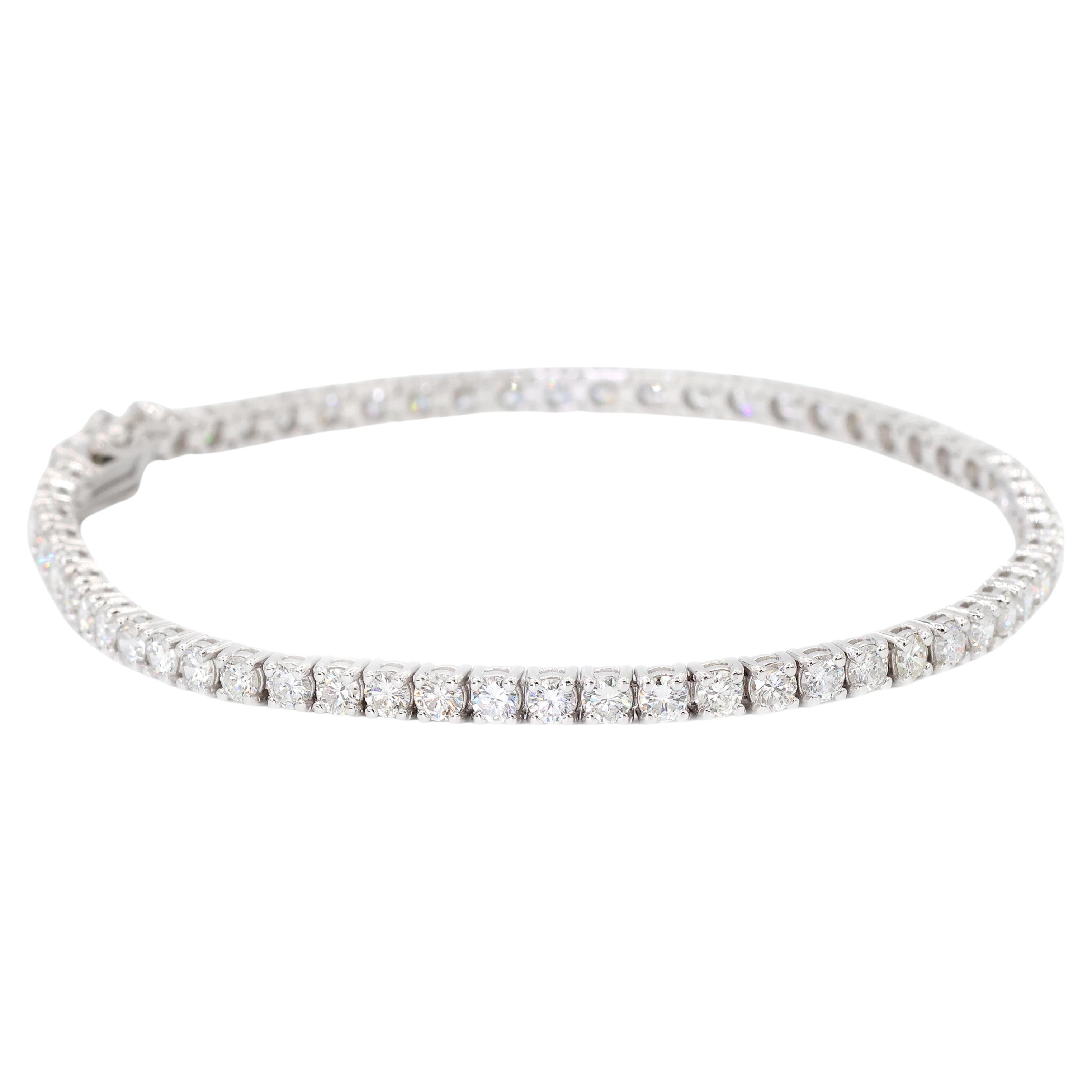 Bracelet de tennis en or blanc 14k 585 diamants naturels taille 7.5 pouces